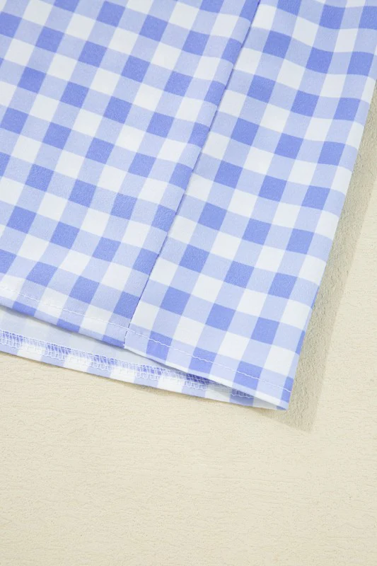 Blue Gingham plaid check maxi dress - Image 3