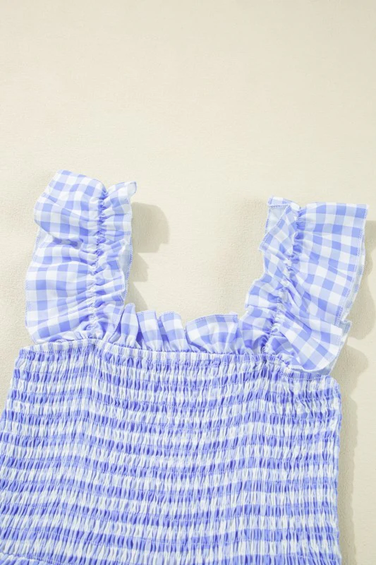 Blue Gingham plaid check maxi dress - Image 8