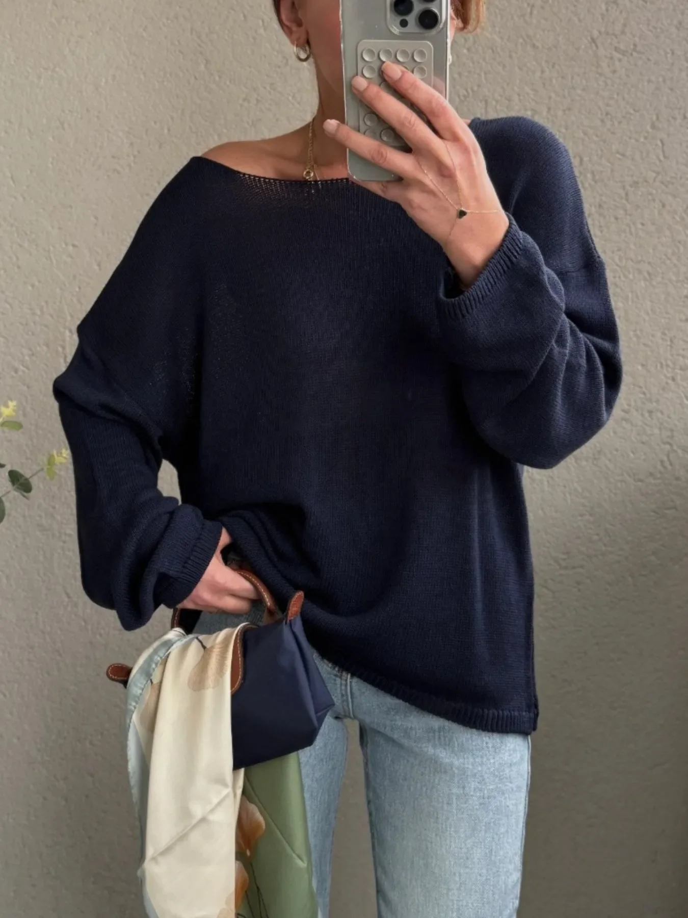 Boat Neck Drop Shoulder Sweater - Image 5