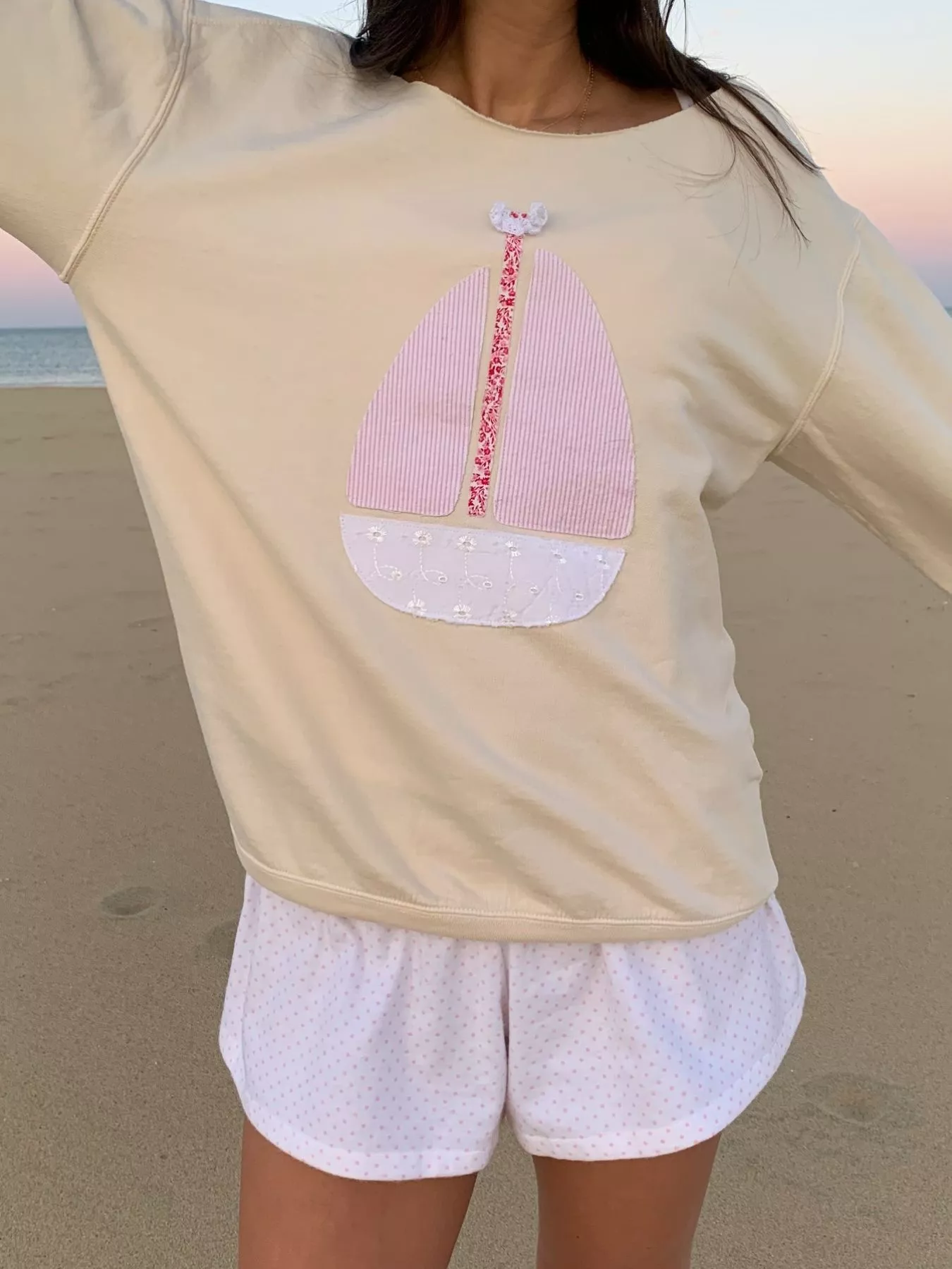 Boat Neck Long Sleeve Patchwork Sweatshirt - Image 8