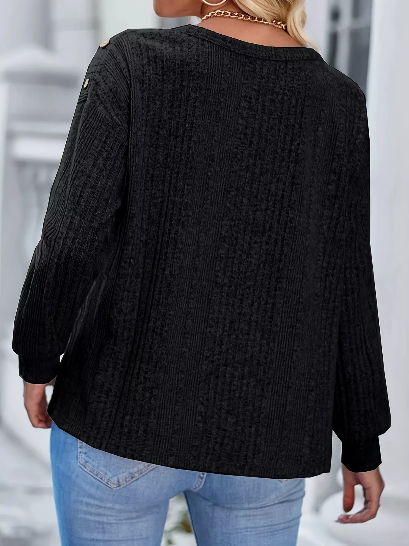 Boat Neck Ribbed Knit T-Shirt - Image 11