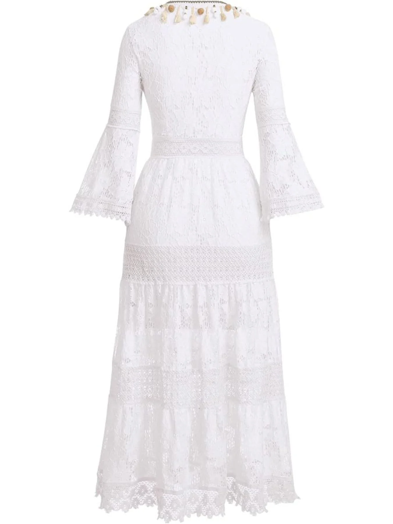 Bohemian Lace Maxi Dress with Bell Sleeves - Image 12