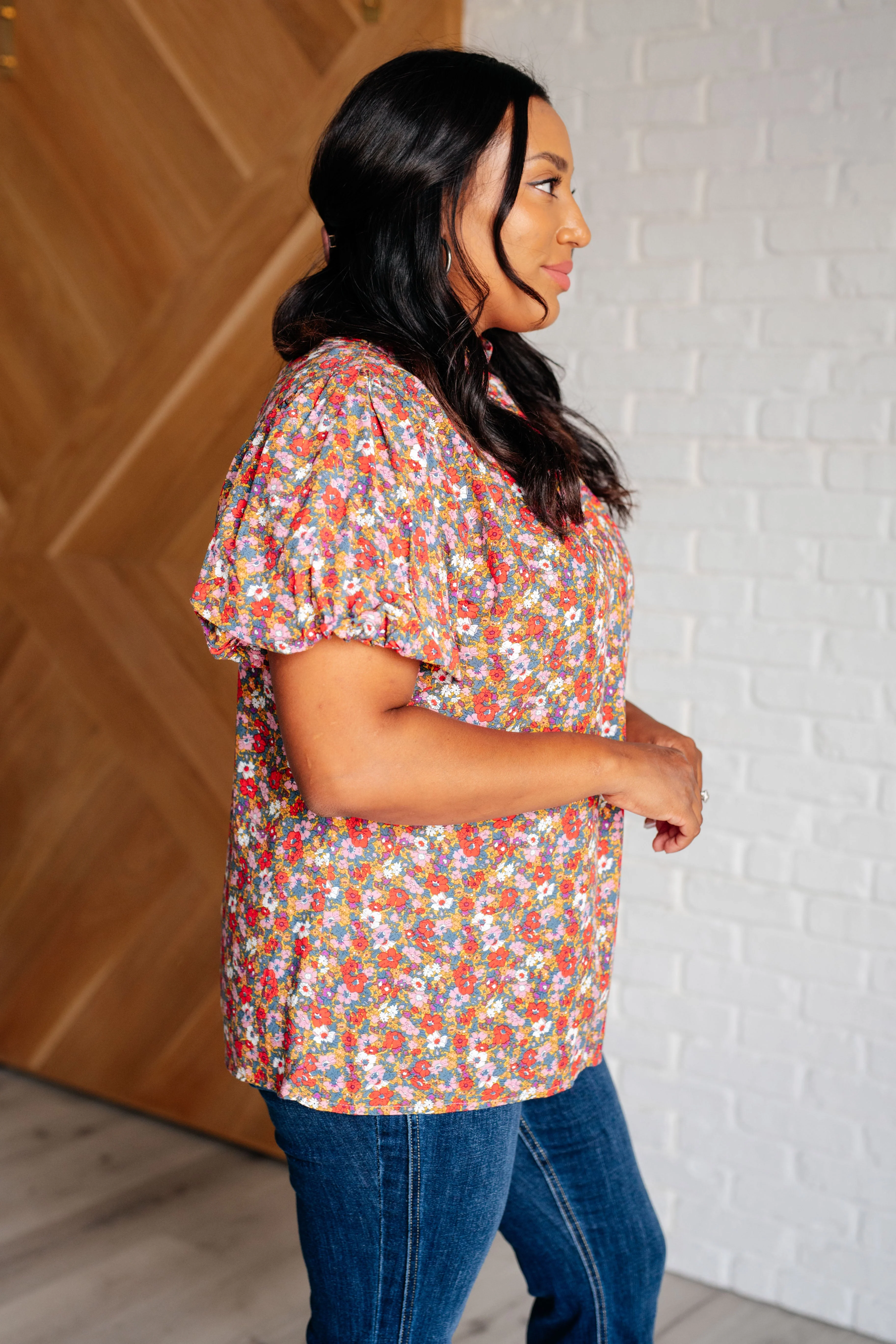 Bohemian Moment Floral Mock Neck Blouse - Image 5
