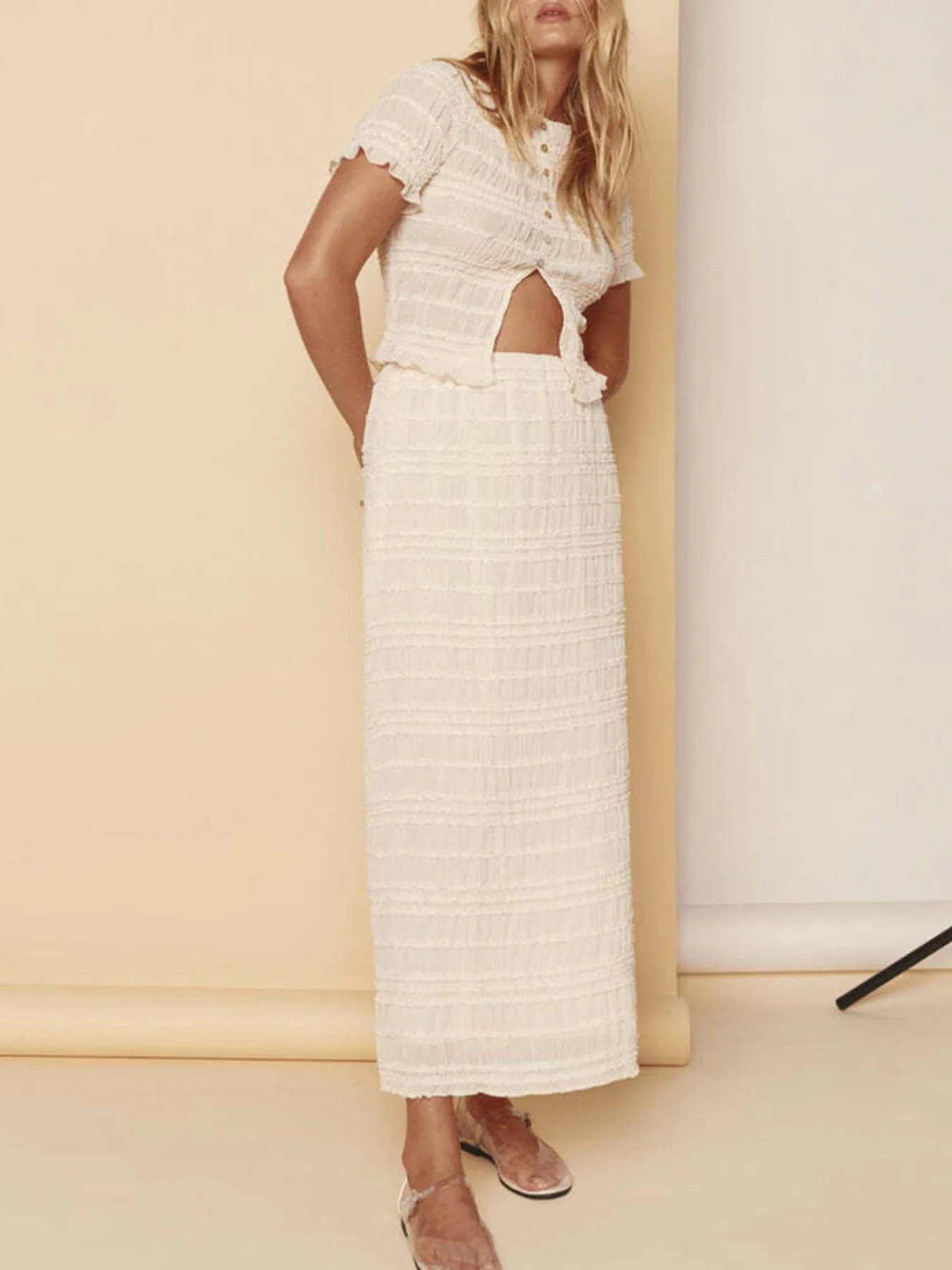 Boho Chic Smocked Top and Maxi Skirt Set - Image 7