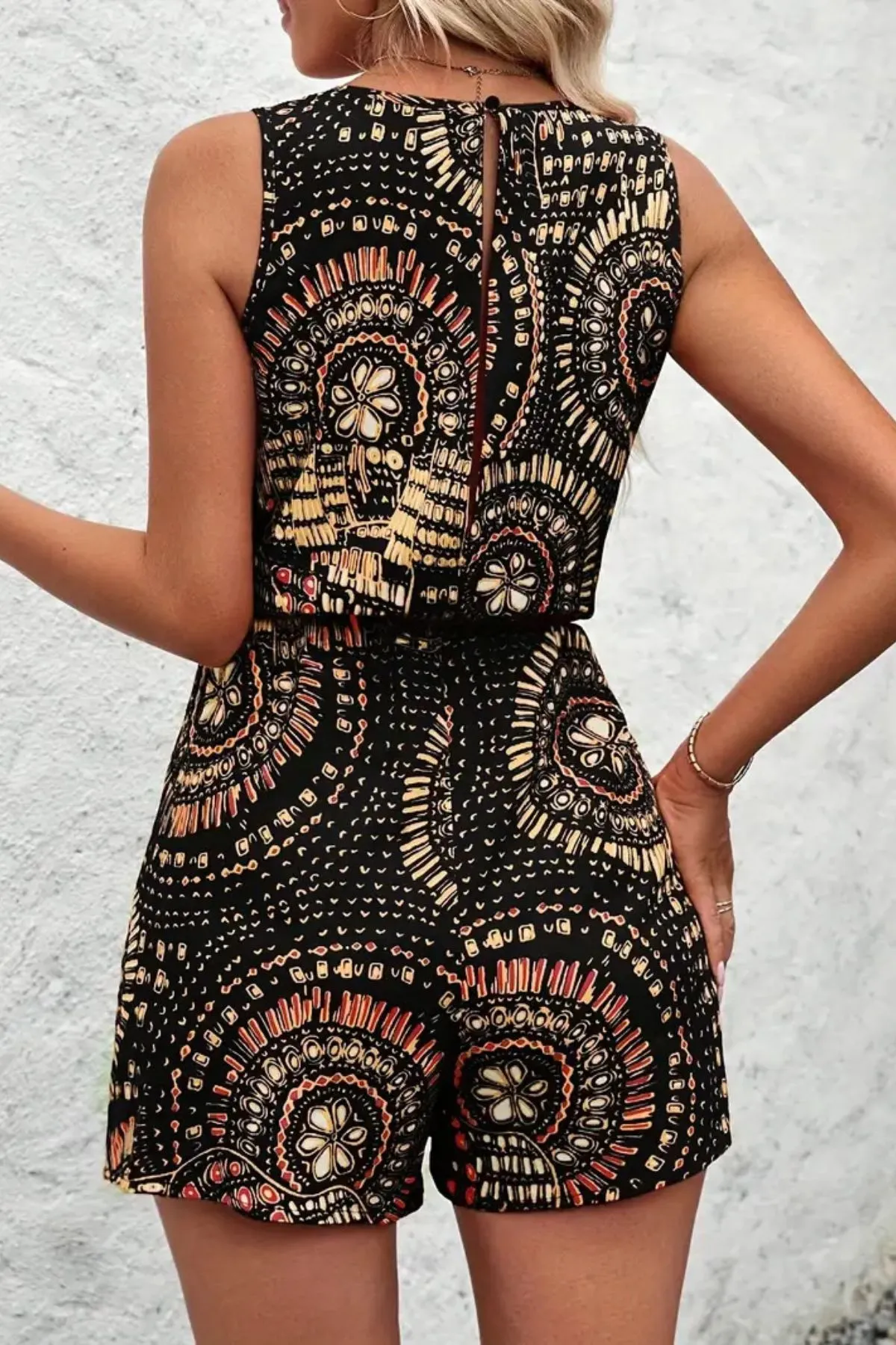 Boho Floral Print Sleeveless Summer Romper - Image 8