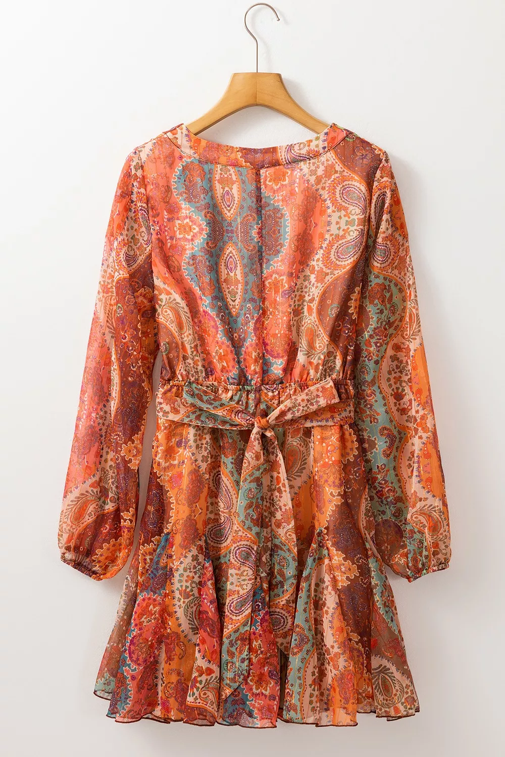 Boho Paisley Print Long Sleeve Mini Dress - Image 5