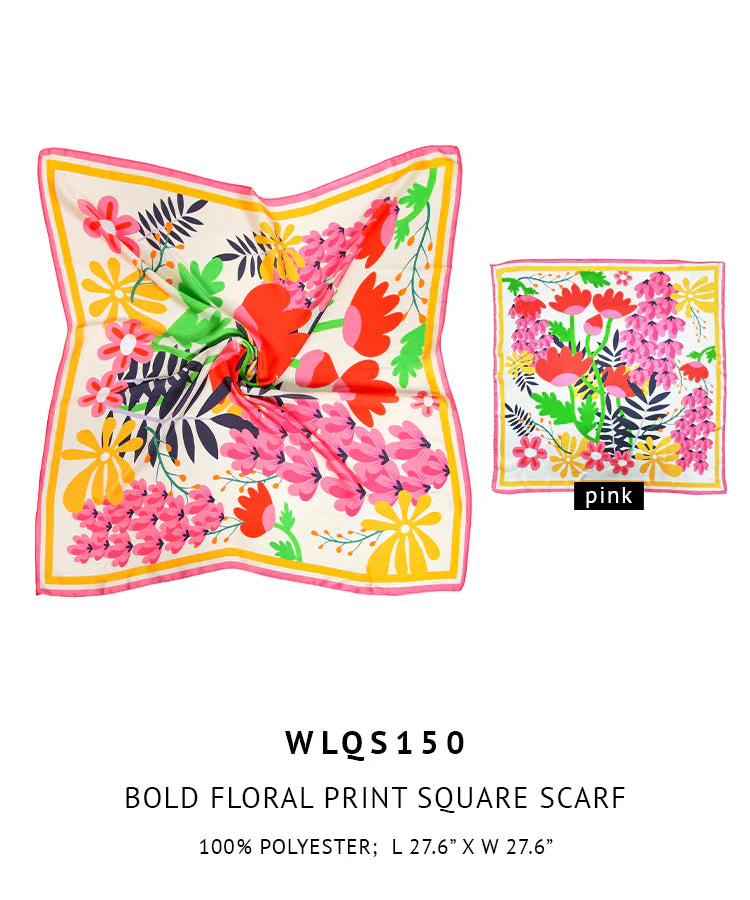 Bold Floral Print Square Scarf - Image 4