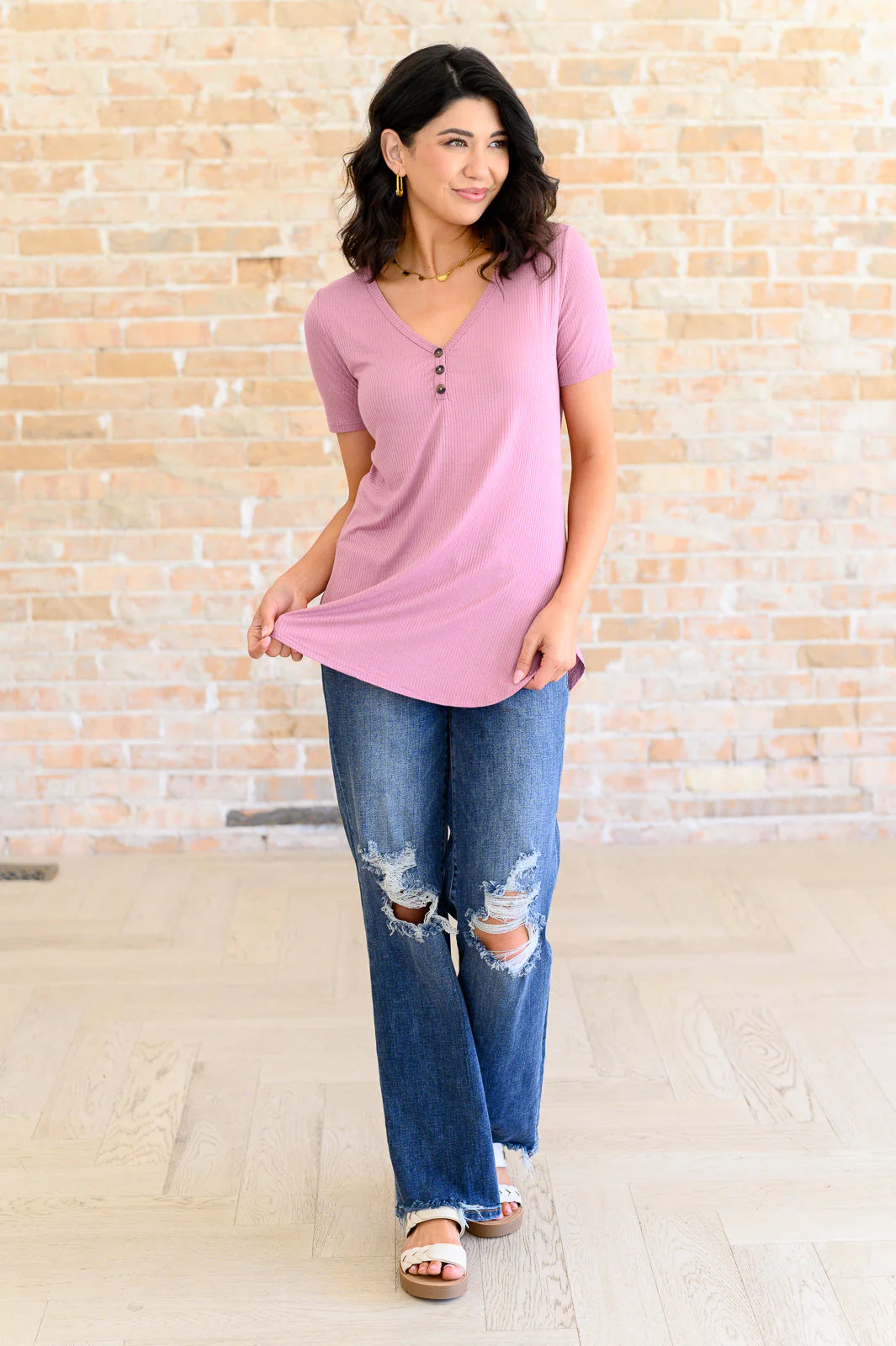 Born and Raised V-Neck Ribbed Top - Image 4