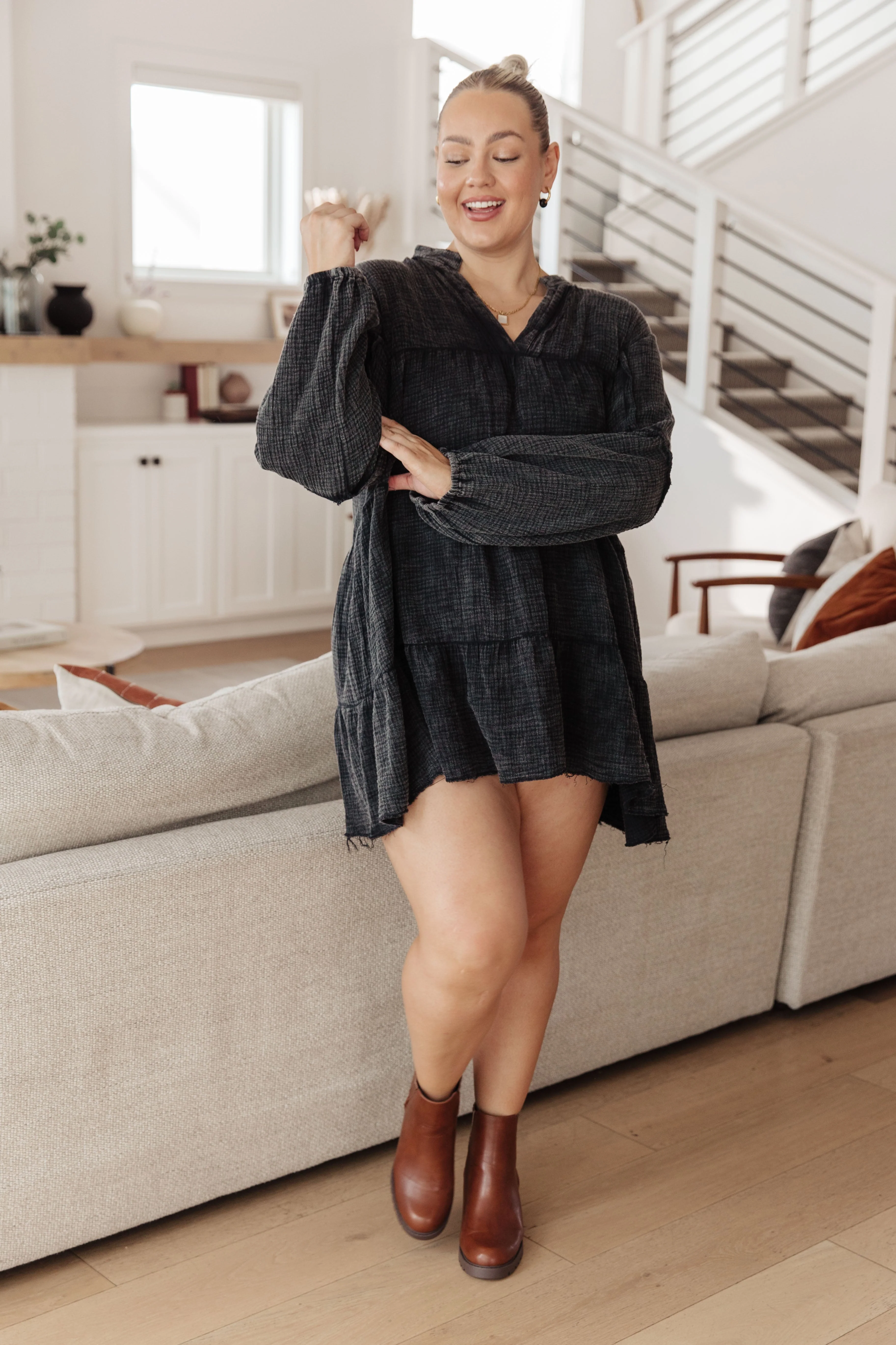 Borrowed Time Mineral Wash V-Neck Dress - Image 15
