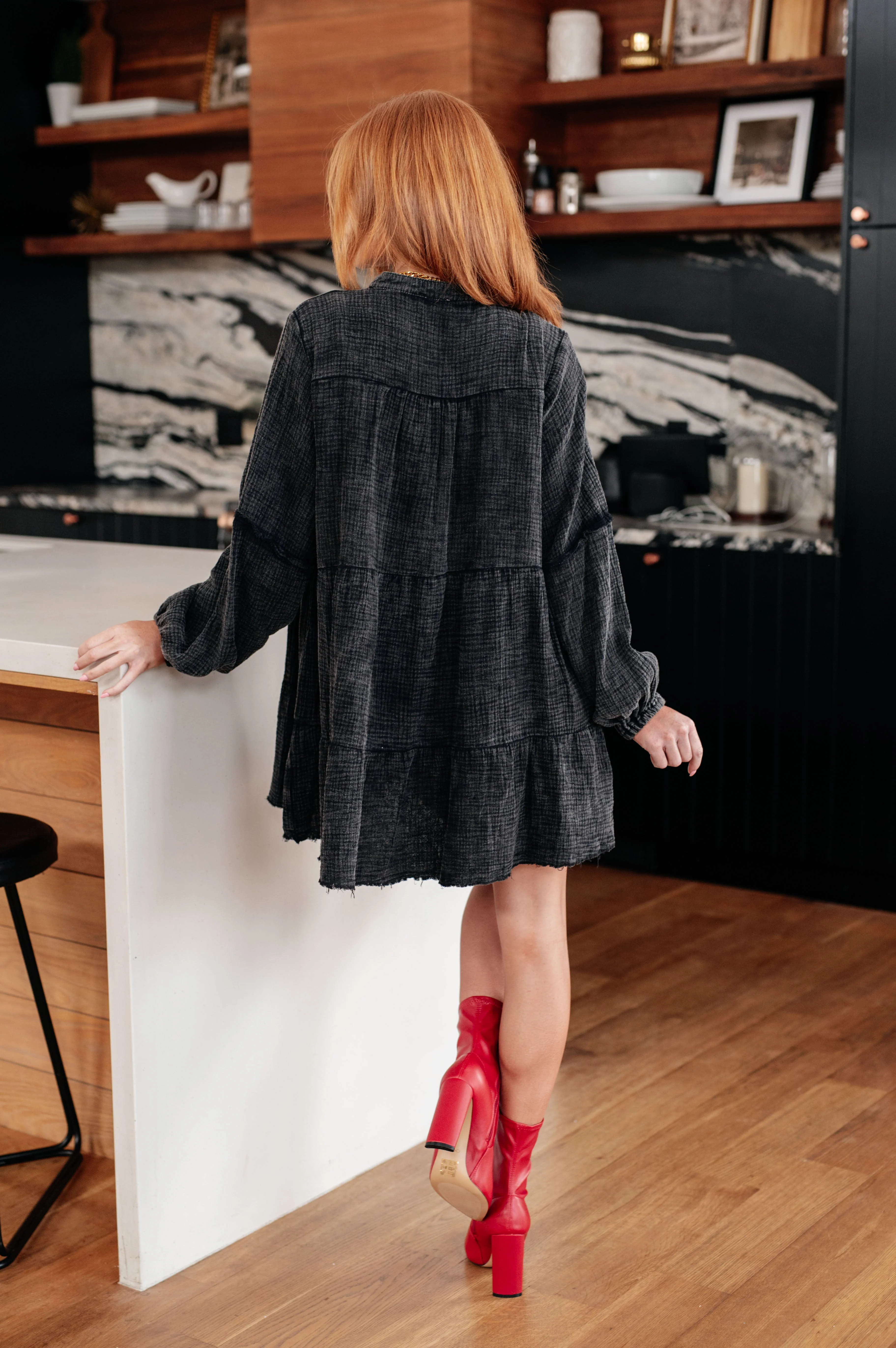 Borrowed Time Mineral Wash V-Neck Dress - Image 8