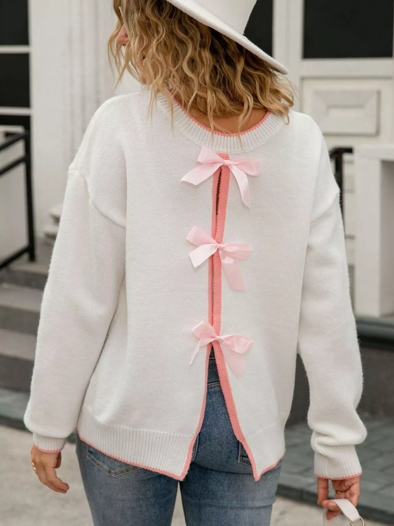 Bow-Back Round Neck Sweater - Image 14