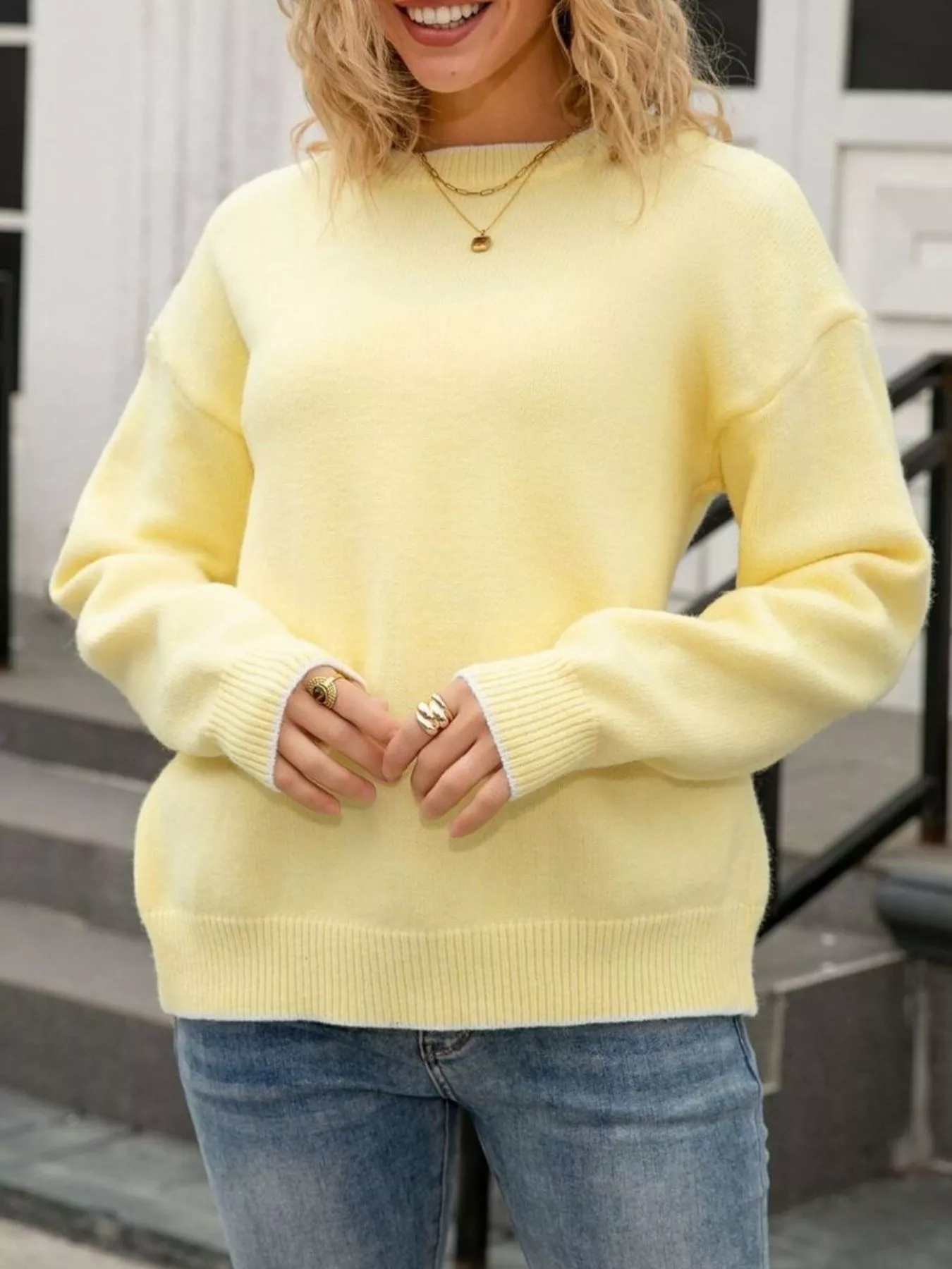Bow-Back Round Neck Sweater - Image 5
