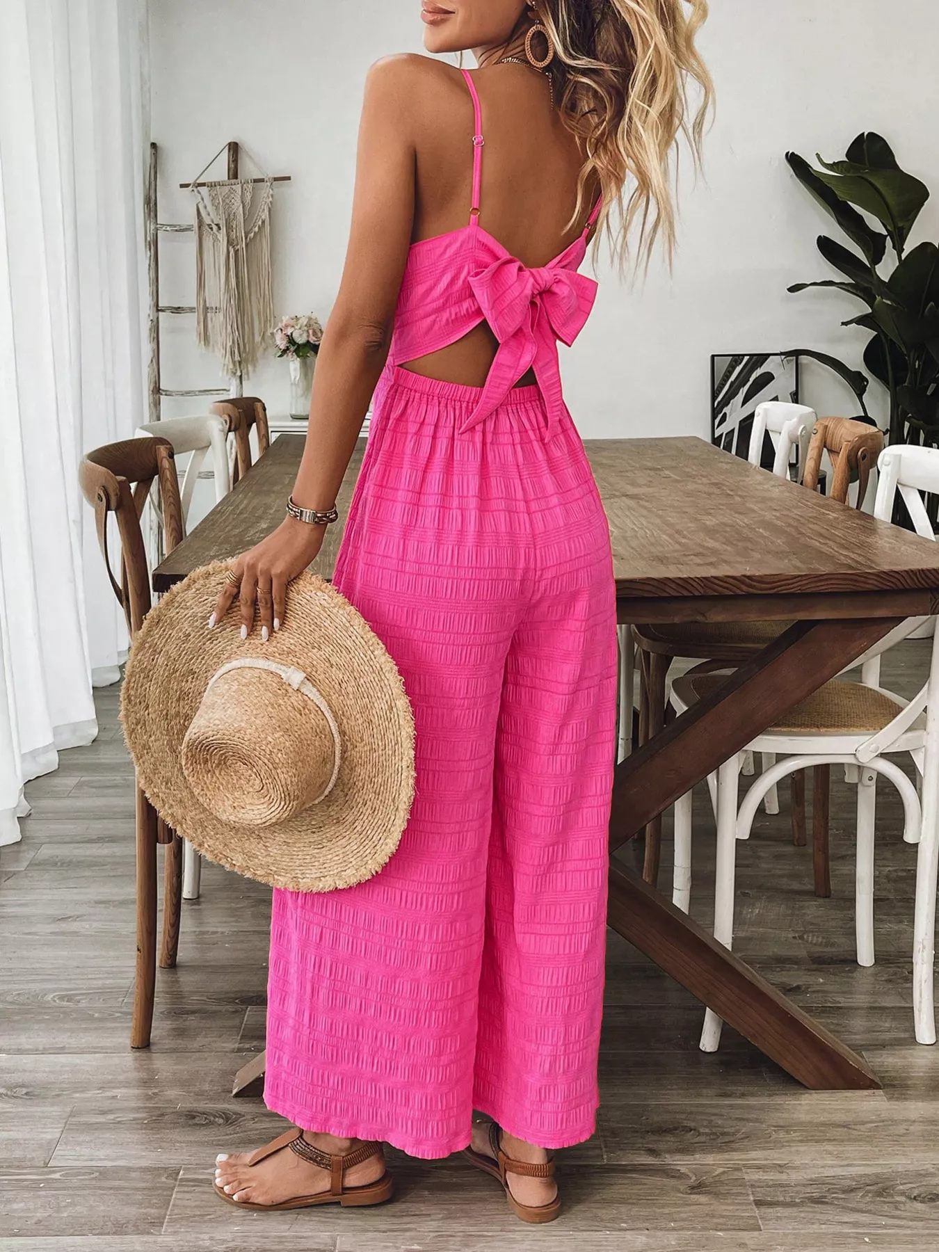 Bow Back Sleeveless Wide Leg Jumpsuit - Image 2