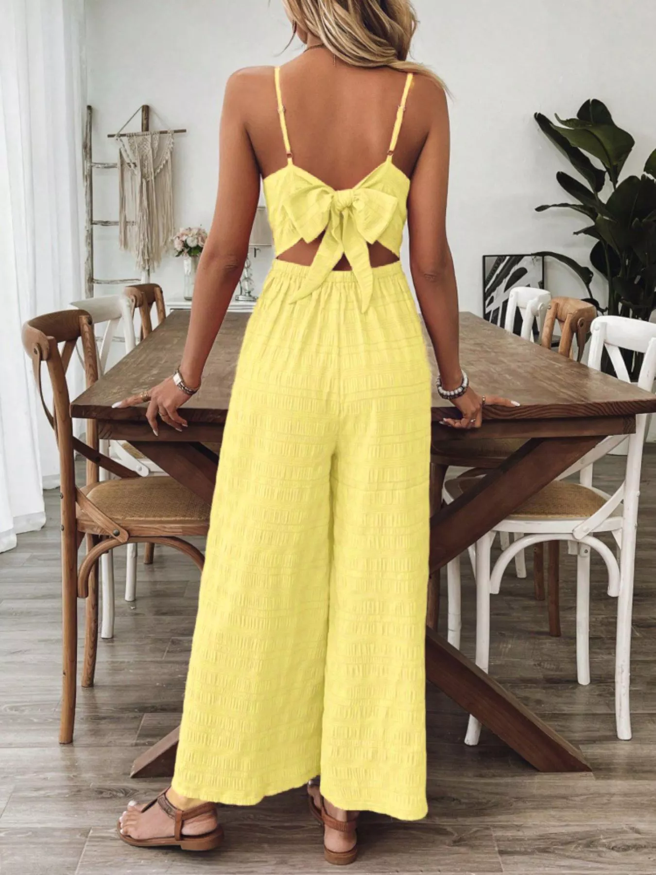 Bow Back Sleeveless Wide Leg Jumpsuit - Image 5