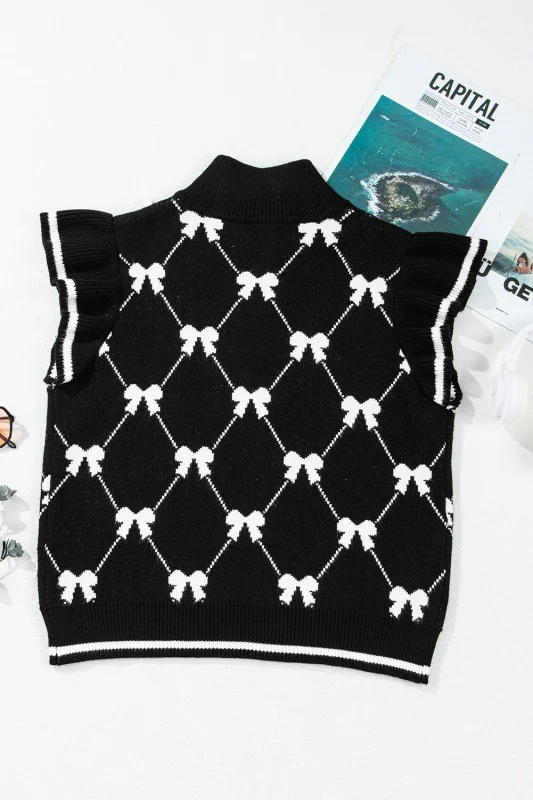 Bow Colorblock Quarter-Zip Collared Sweater - Image 14