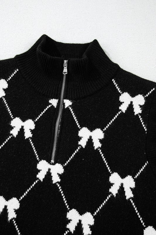 Bow Colorblock Quarter-Zip Collared Sweater - Image 16