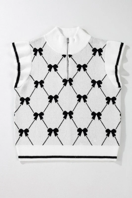 Bow Colorblock Quarter-Zip Collared Sweater - Image 19