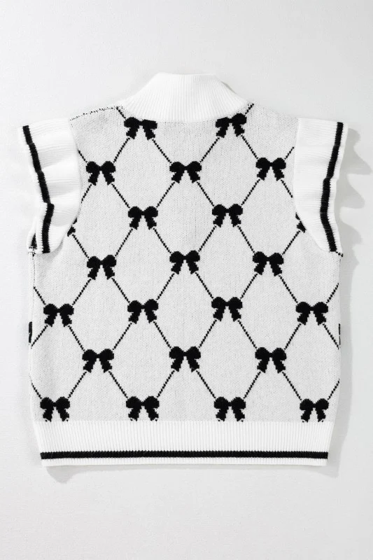 Bow Colorblock Quarter-Zip Collared Sweater - Image 21