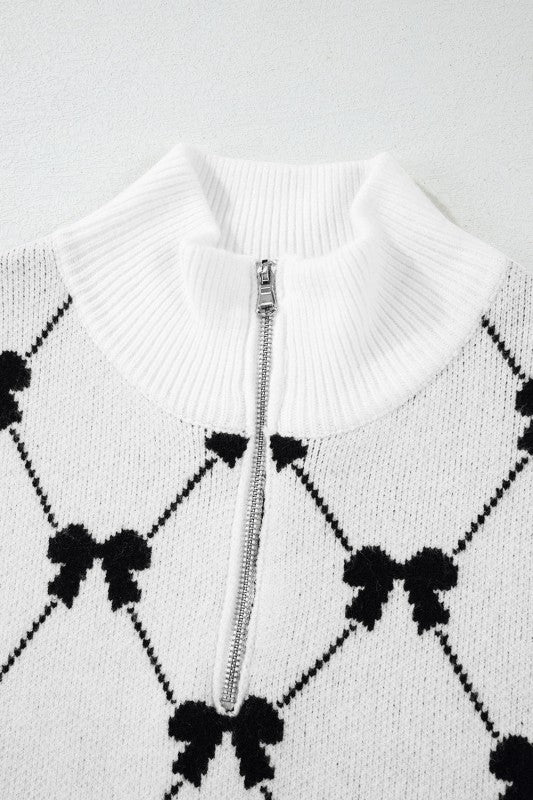 Bow Colorblock Quarter-Zip Collared Sweater - Image 23