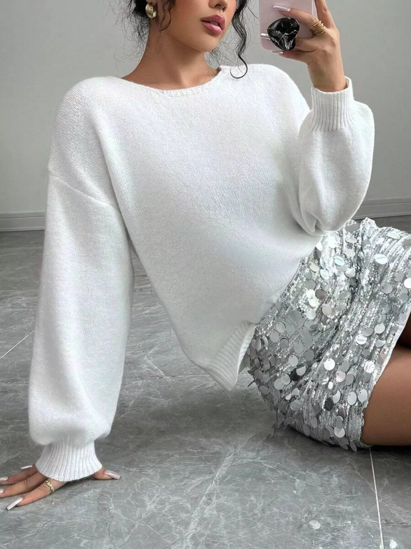 Bow-Decor Dropped Shoulder Knit Cardigan - Image 3