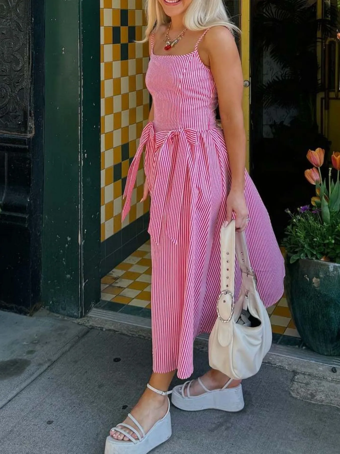 Bow Detail Midi Cami Dress - Image 8