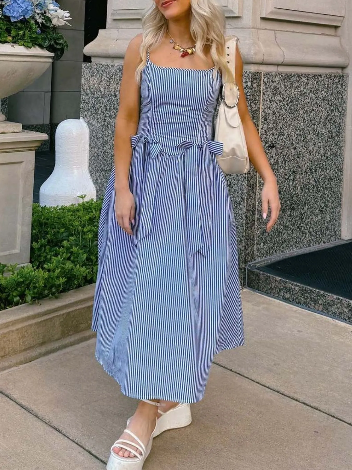Bow Detail Midi Cami Dress - Image 9