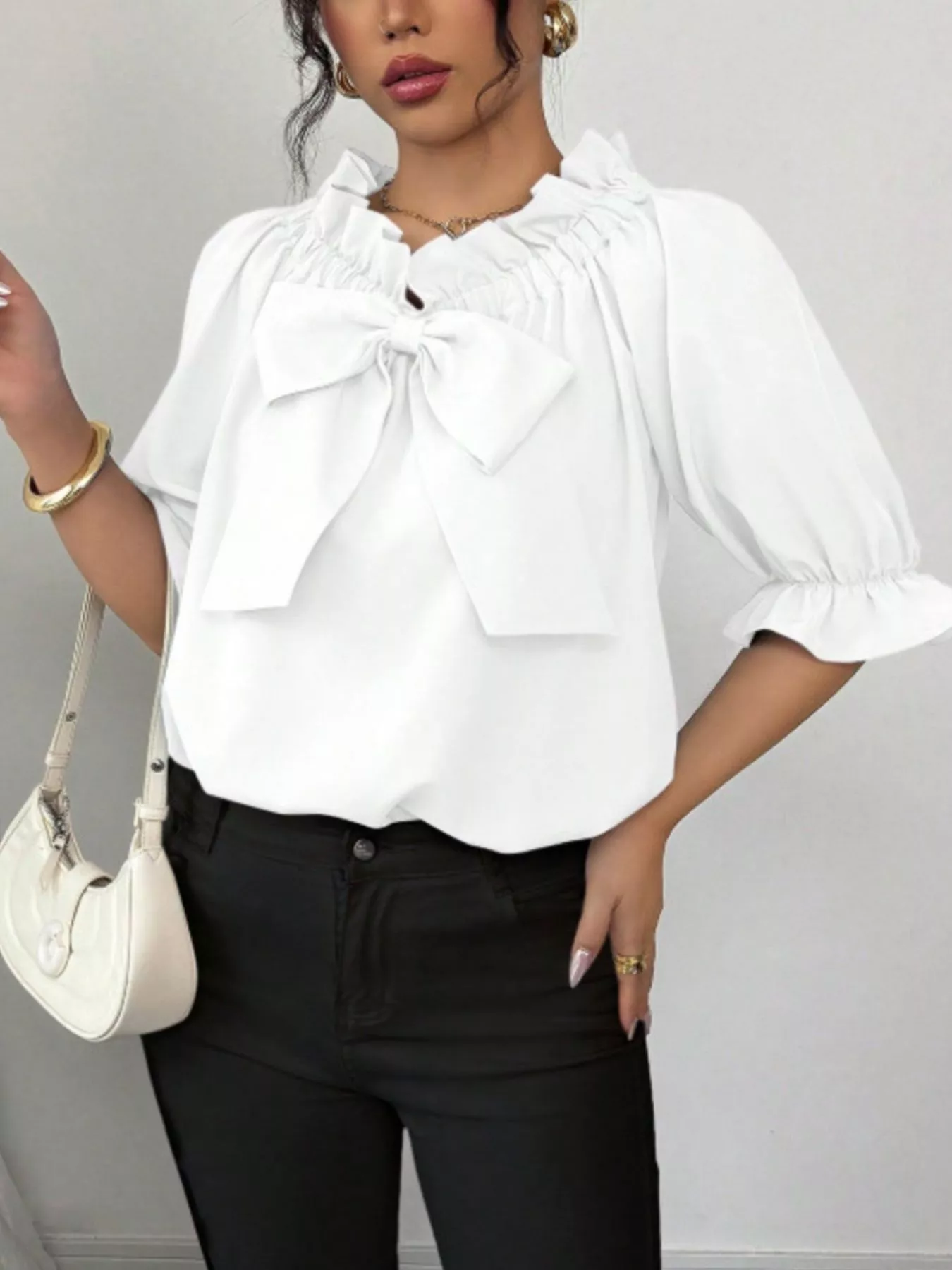 Bow Flounce Sleeve Blouse - Image 10