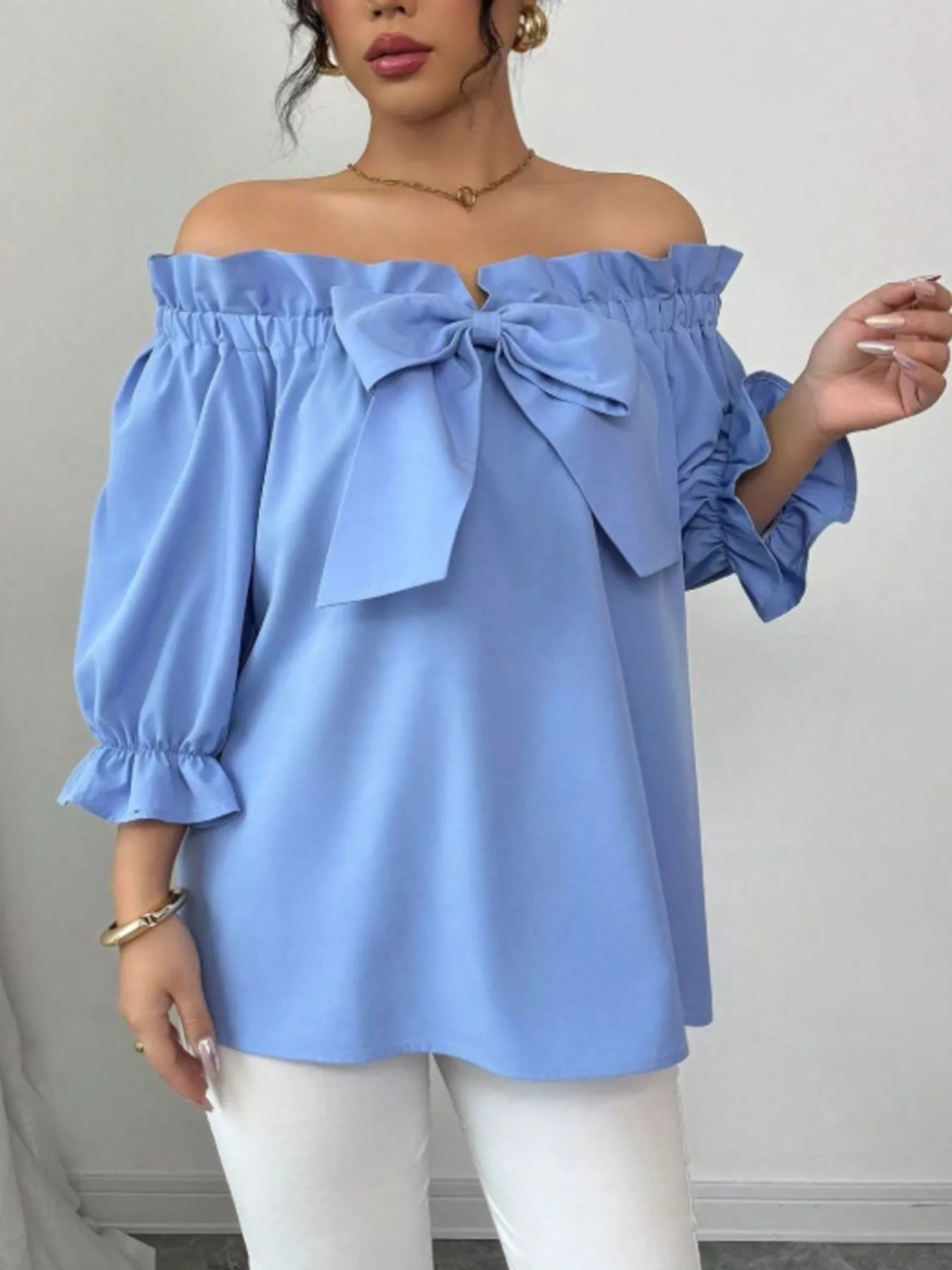 Bow Flounce Sleeve Blouse - Image 21