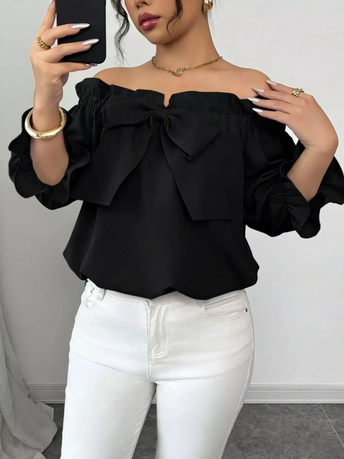 Bow Flounce Sleeve Blouse - Image 7