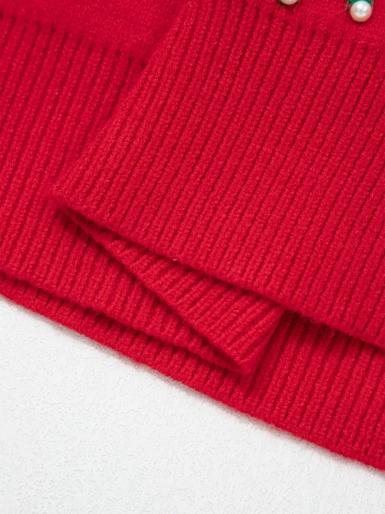Bow Pearl Embellished Christmas Holiday Sweater - Image 9