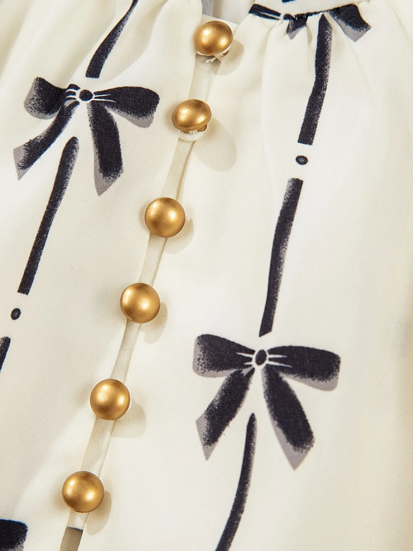 Bow Print Button Front Shirt Dress - Image 4