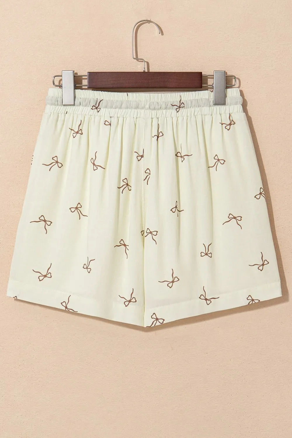 Bow Print Lace Drawstring Casual Shorts - Image 4