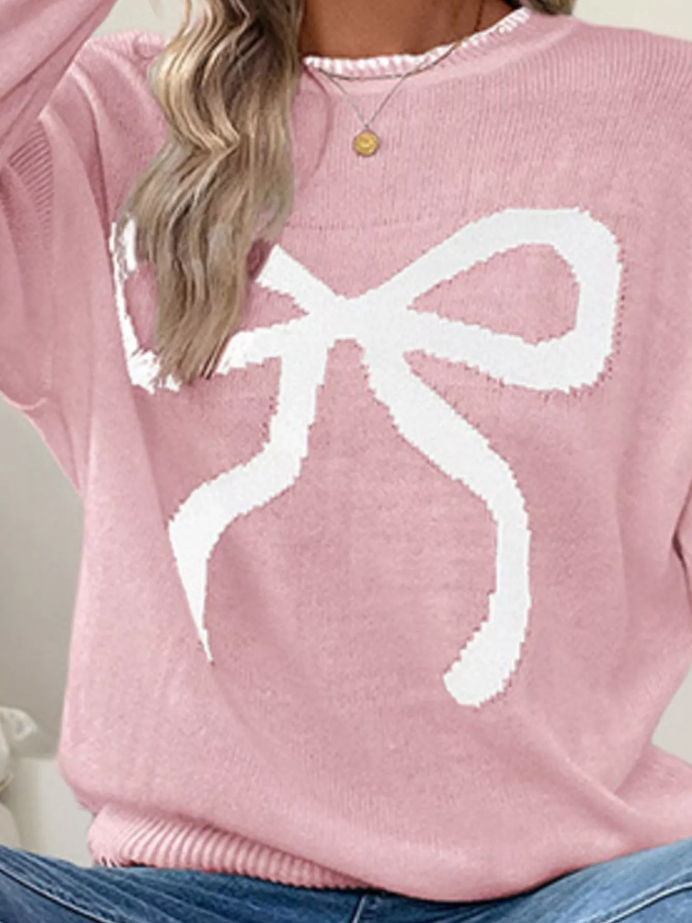 Bow Round Neck Sweater - Image 13