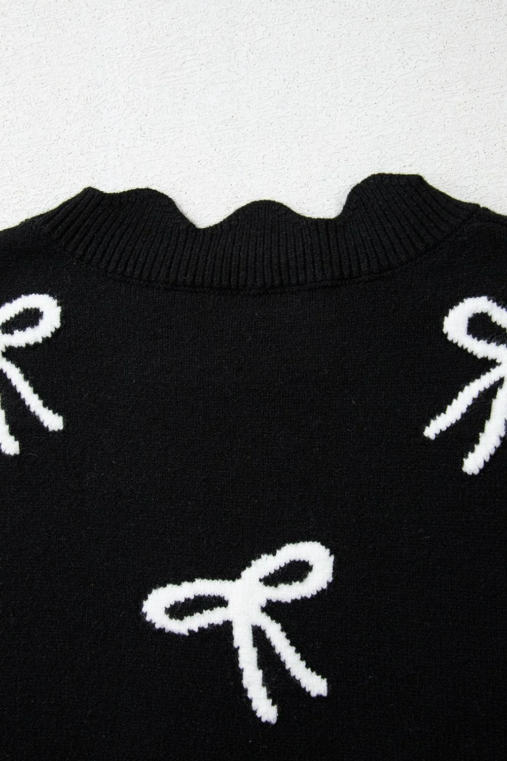 Bow Side Ties Scalloped Hem Cap Sleeve Sweater - Image 9