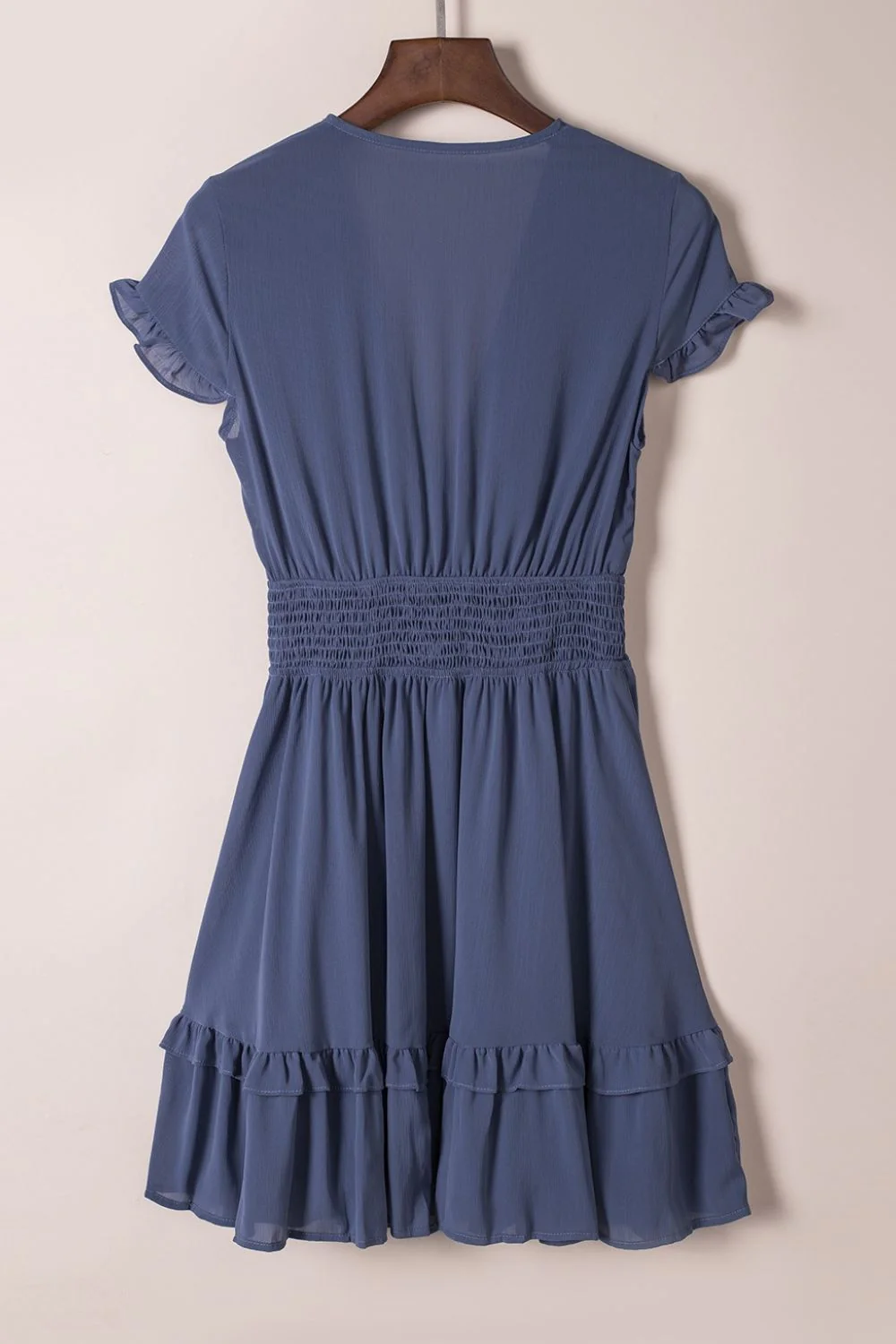 Bow-Tie V-Neck Ruffle Hem Mini Dress - Image 8
