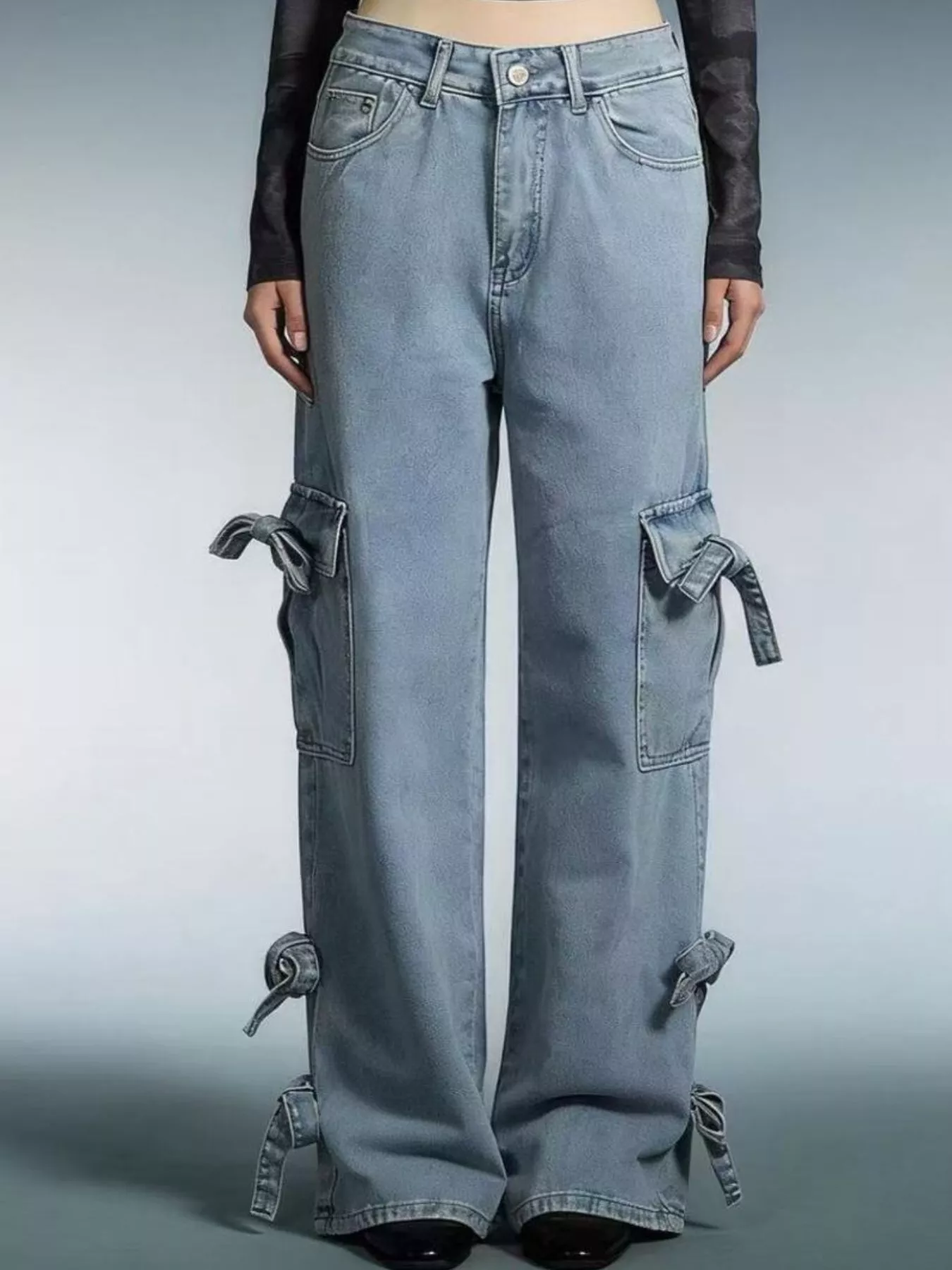Bow Wide Leg Jeans - Image 7