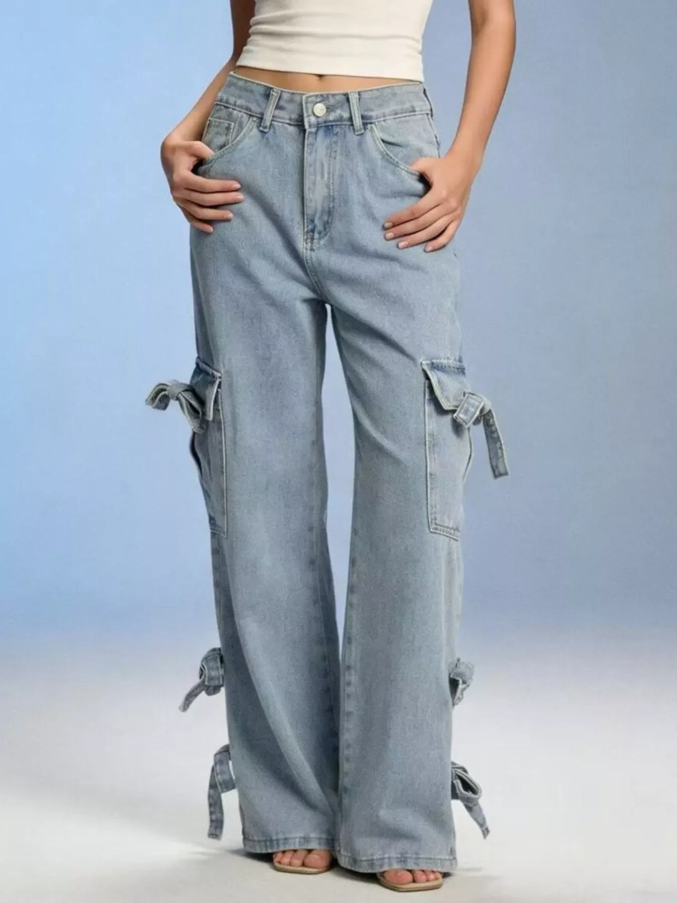 Bow Wide Leg Jeans - Image 9