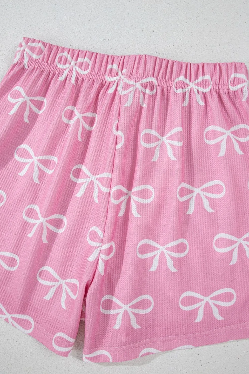 Bowknot Printed Notched T-Shirt and Shorts Set - Image 14