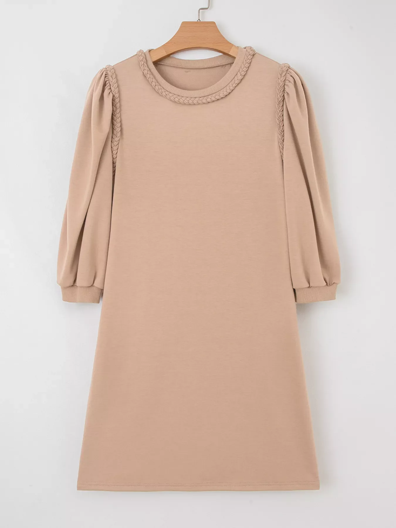 Braided Trim Puff Sleeve Dress - Image 2