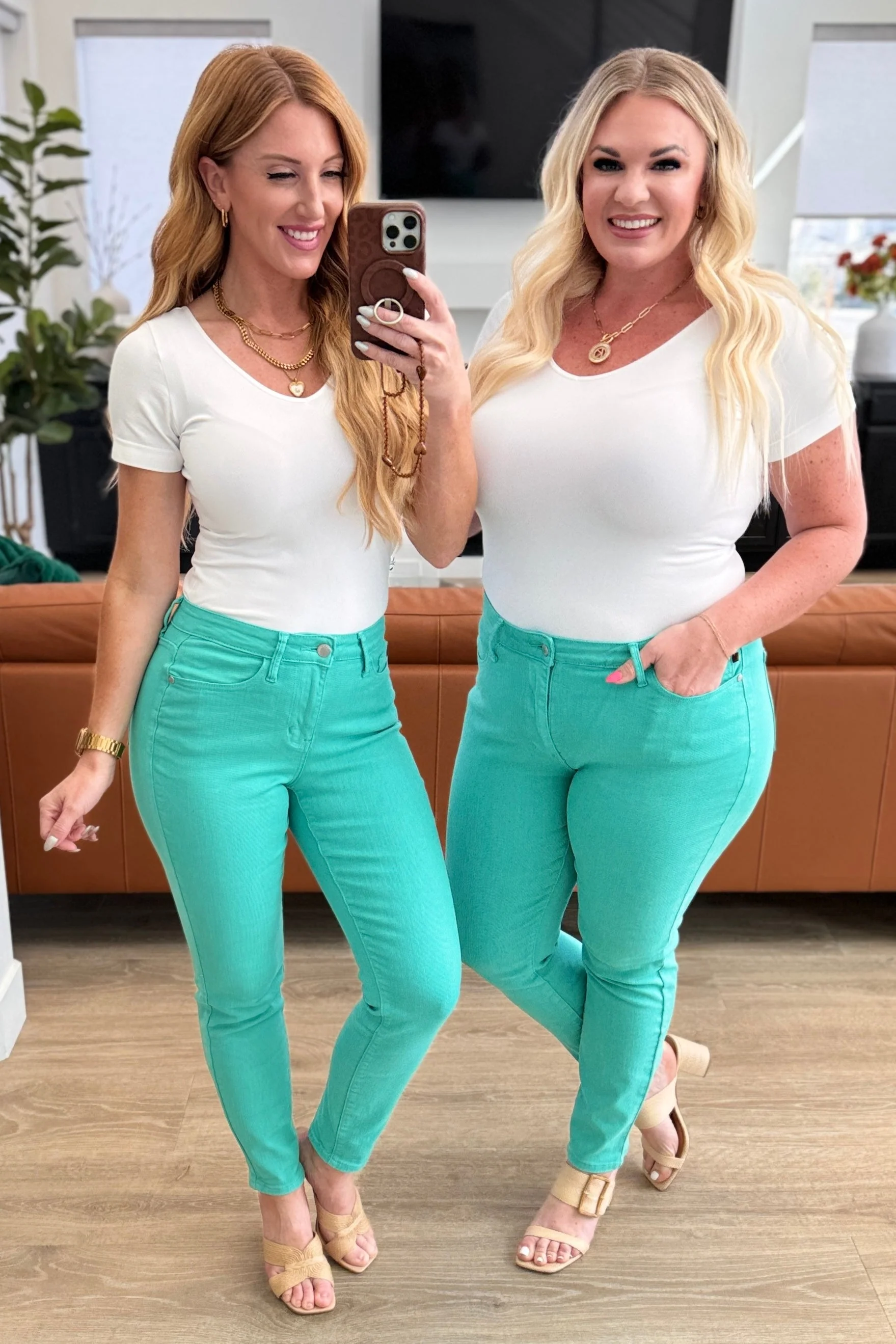 Bridgette High Rise Garment Dyed Slim Jeans in Aquamarine - Image 9