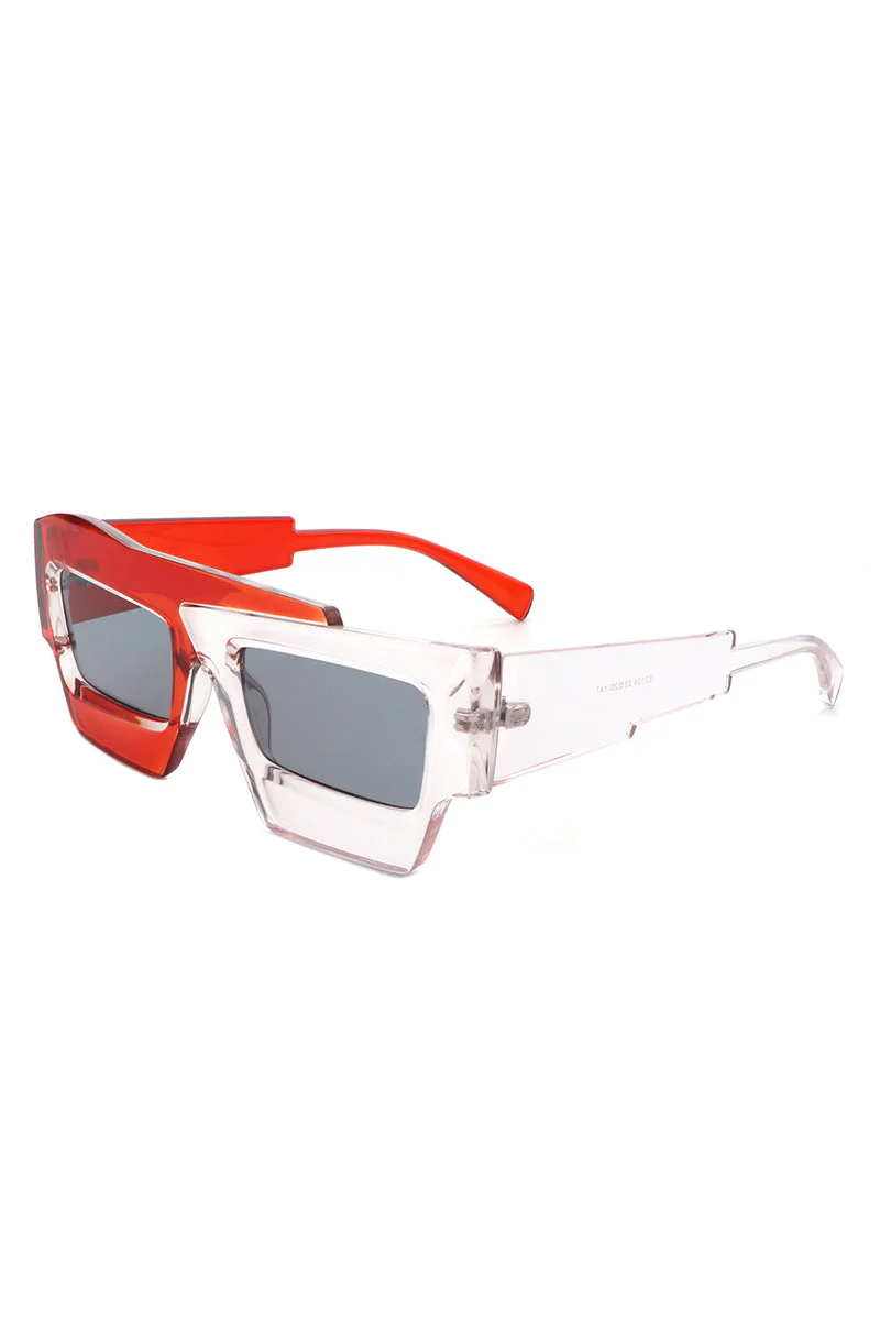 Brynden - Futuristic Square Irregular Flat Top Two-Tone Sunglasses - Image 10