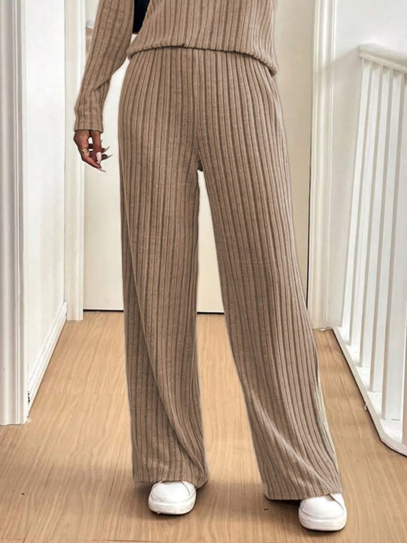 Button Detail Long Sleeve Top and Pants Set - Image 10