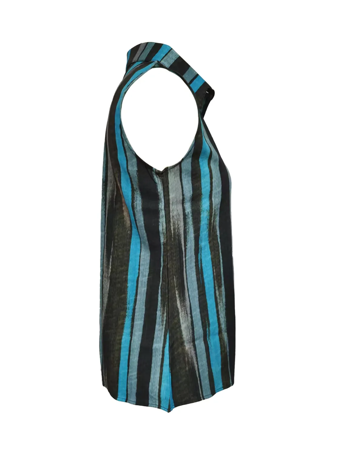 Button Detail Striped Sleeveless Shirt - Image 3