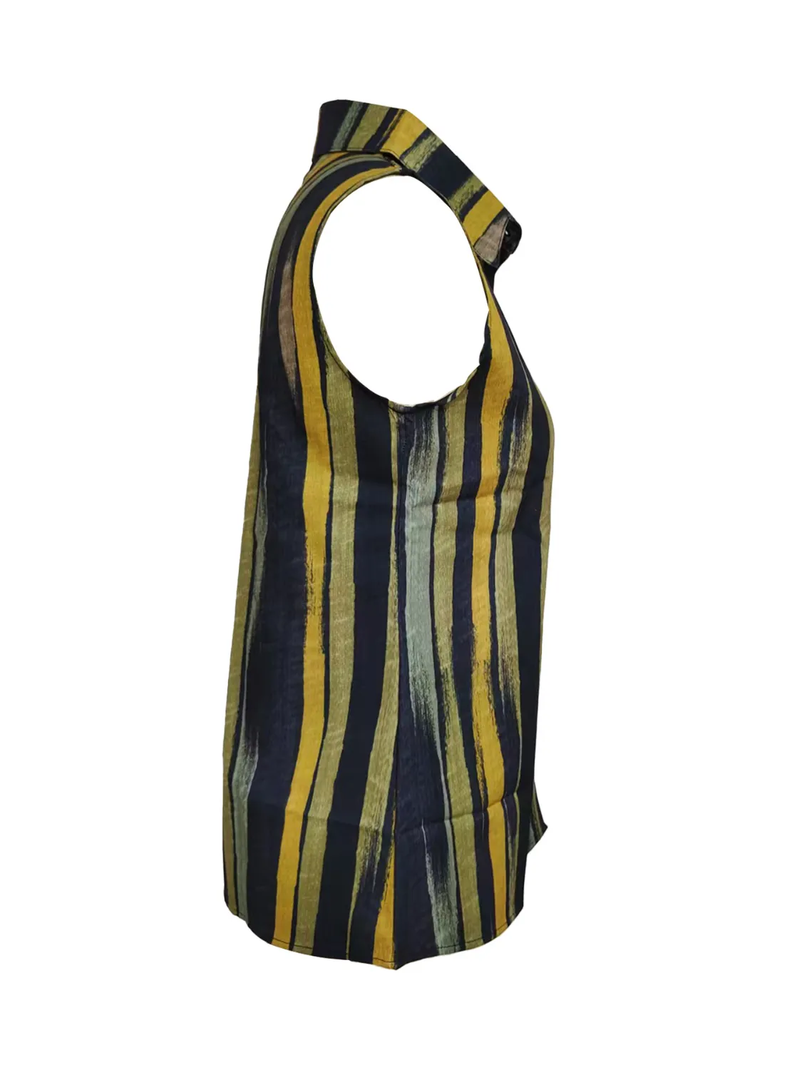 Button Detail Striped Sleeveless Shirt - Image 6
