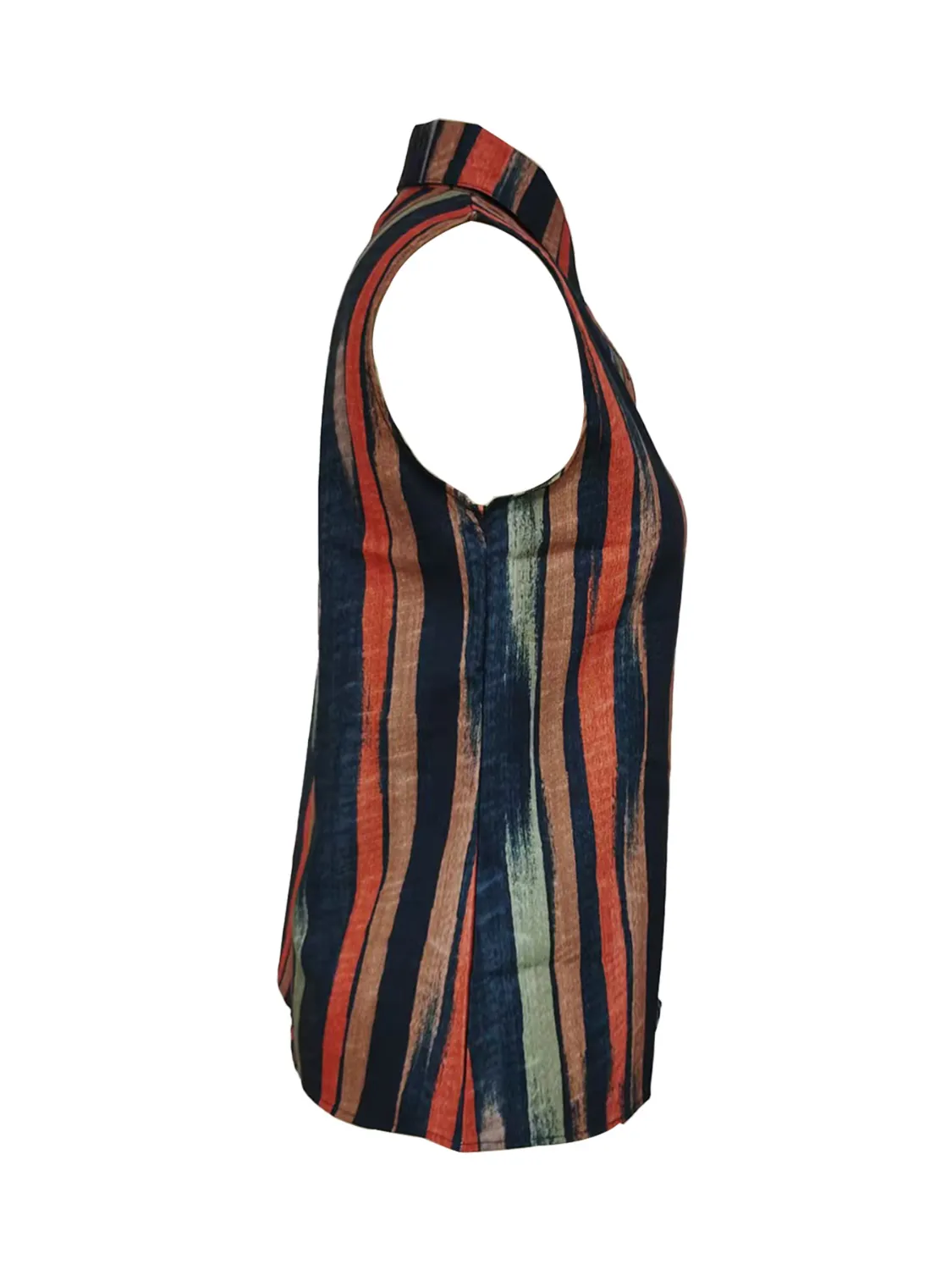 Button Detail Striped Sleeveless Shirt - Image 8