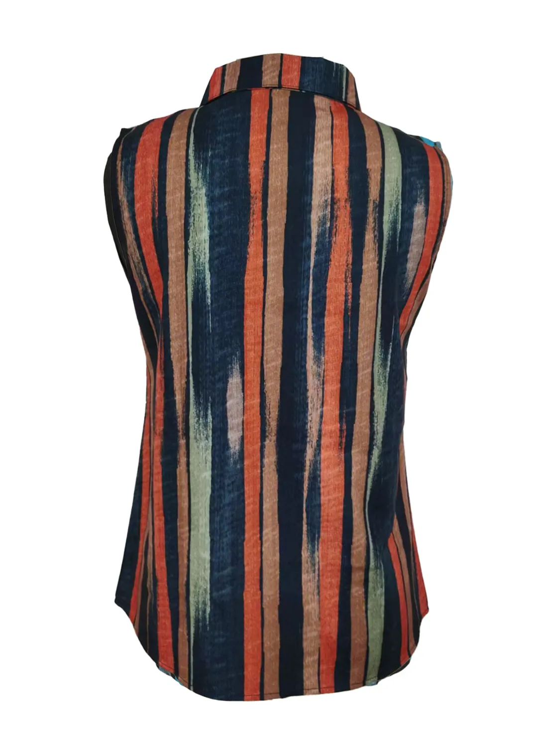 Button Detail Striped Sleeveless Shirt - Image 9