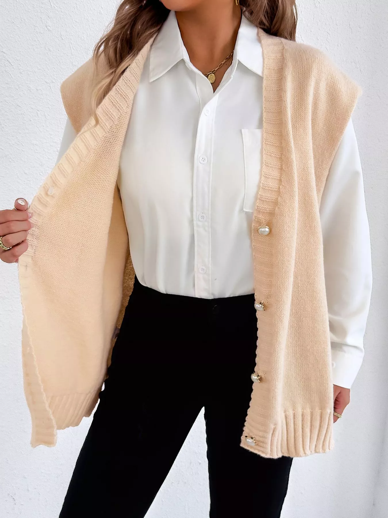 Button-Down Button Up Sweater Vest - Image 4