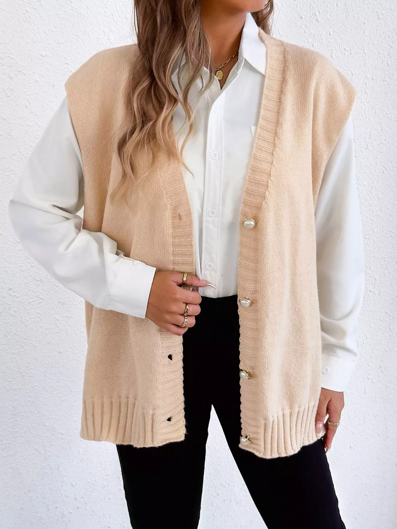 Button-Down Button Up Sweater Vest - Image 5