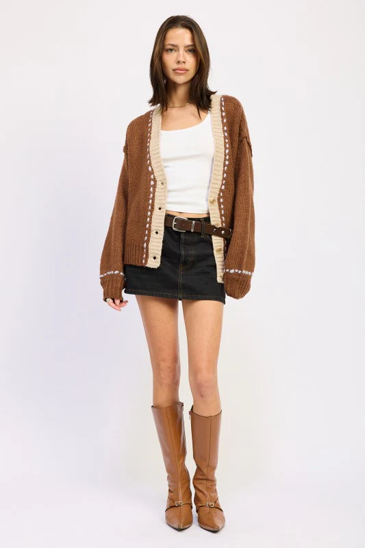 BUTTON DOWN CONTRASTED CARDIGAN - Image 7
