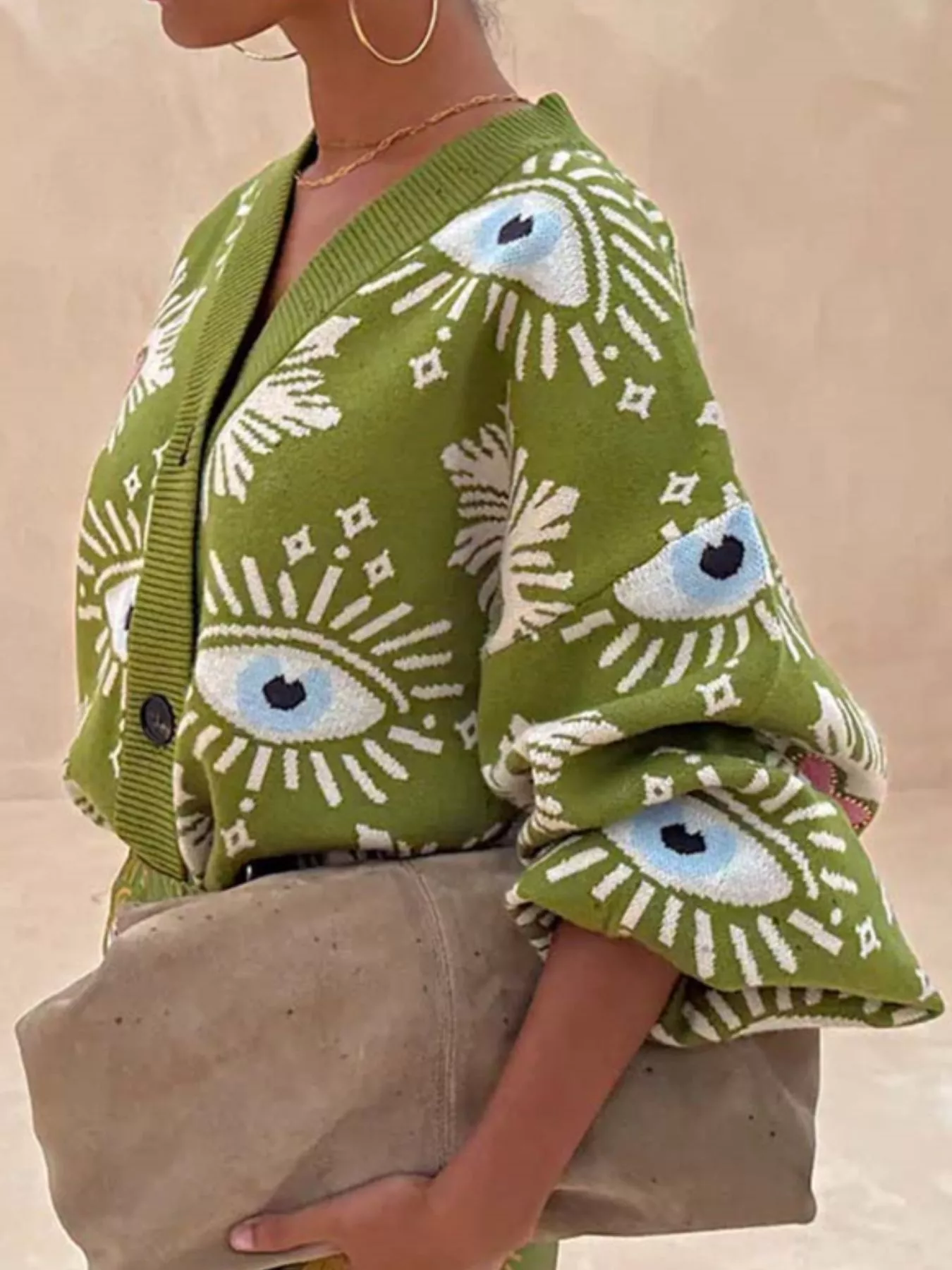 Button-Down Dropped Shoulder Cardigan - Image 2